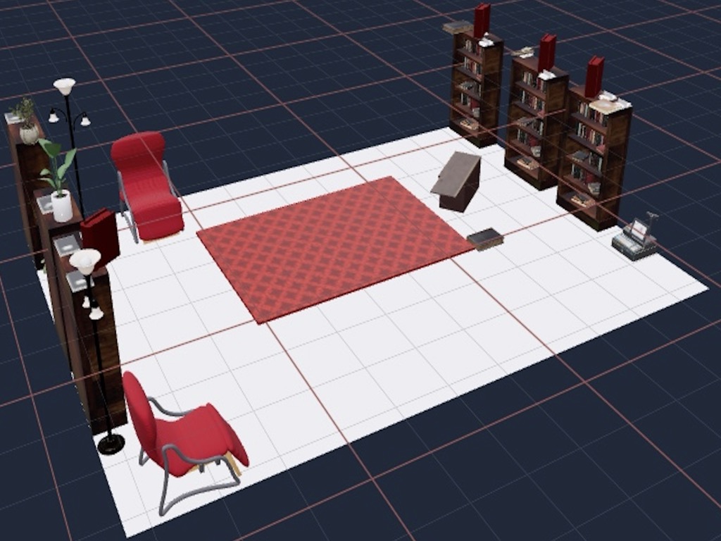 RoboLayout generated scene - living room